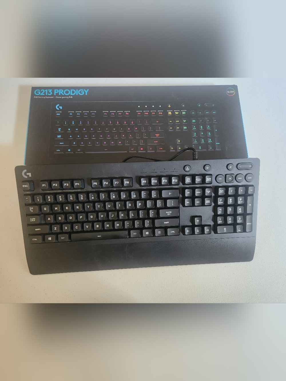 Logitech G213 Prodigy RGB Gaming Keyboard - Black with Cyan Accents